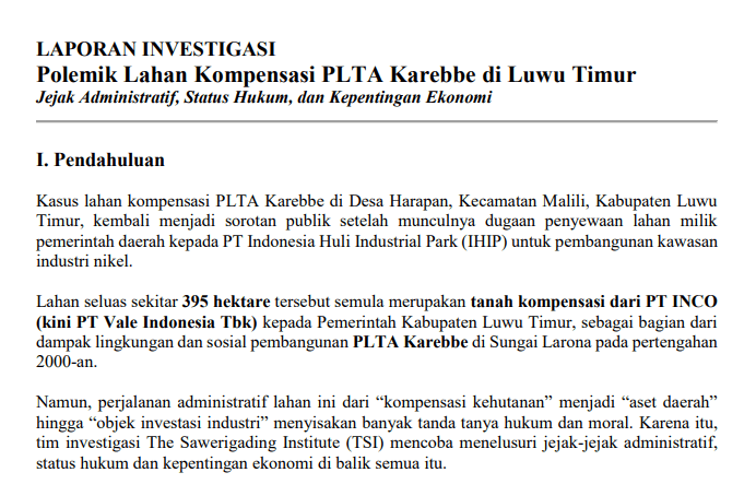 Laporan Investigasi TSI